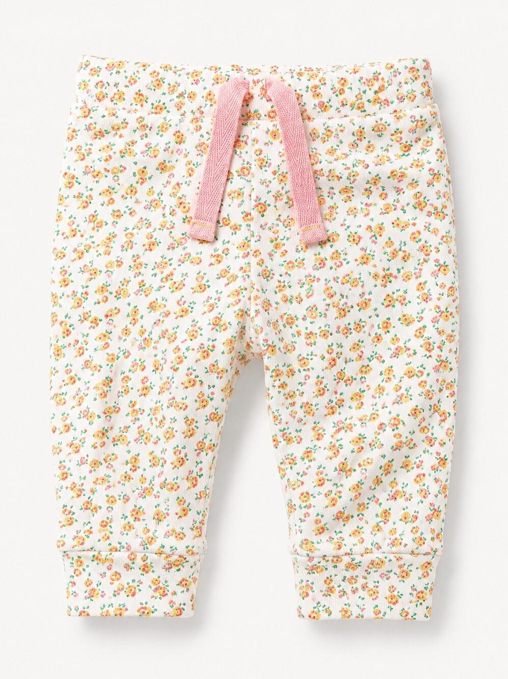 Baby Boden Pink Floral Jersey Jogger Pants 0-3M